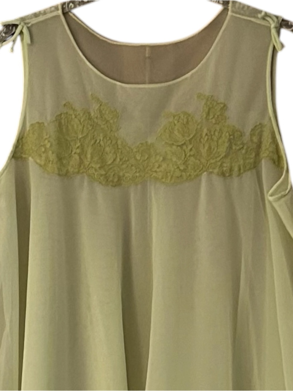 Vintage 60s Sheer Nylon Peignoir Robe and Sleeveless Nightgown Mint Pistachio - Picture 5 of 8